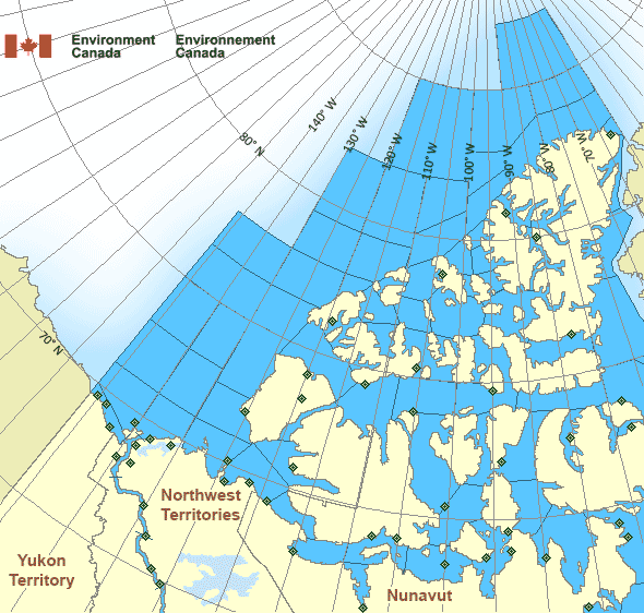 Map of Arctic - Western Arctic marine weather areas