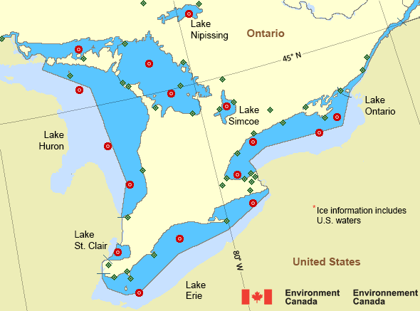 Map of Great Lakes - Lake Huron marine weather areas