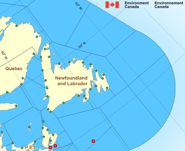 Map of Atlantic - Newfoundland marine weather areas