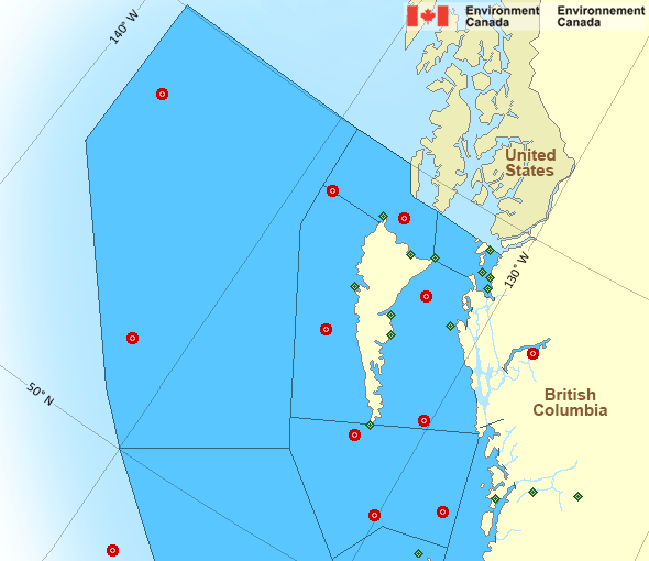 Map of Pacific - North Coast marine weather areas