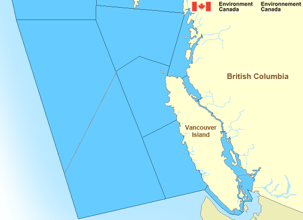 Map of Pacific - South Coast marine weather areas