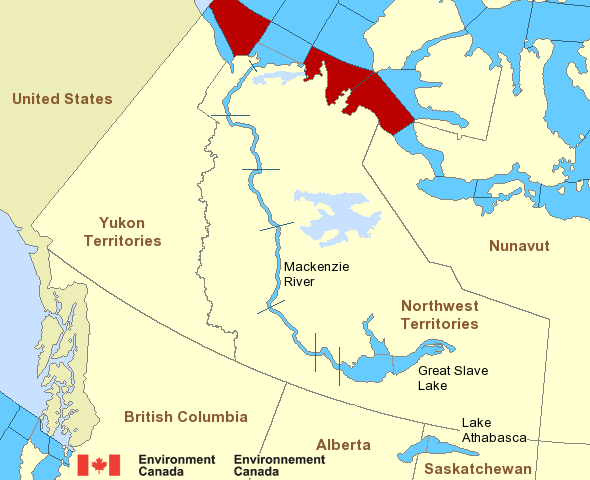 Map of Mackenzie - Mackenzie River marine weather areas