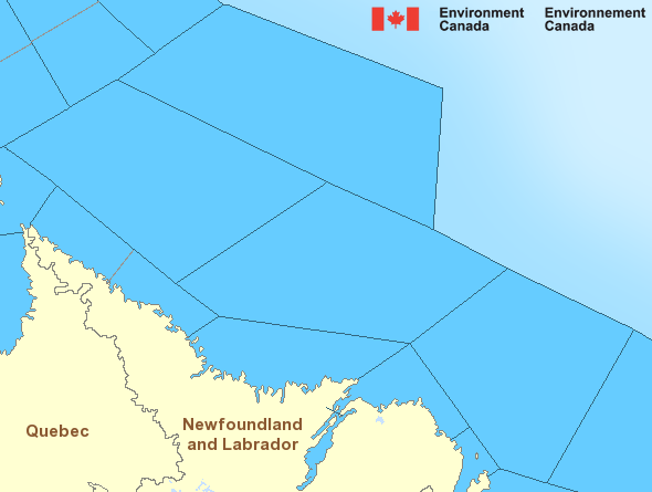 Map of Atlantic - Labrador marine weather areas