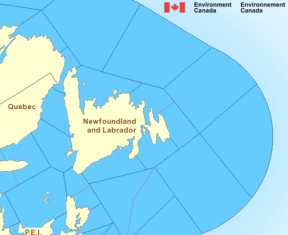 Map of Atlantic - Newfoundland marine weather areas