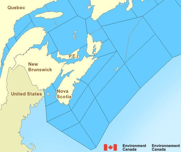 Map of Atlantic - Maritimes marine weather areas